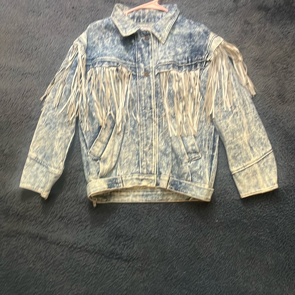 Vintage Denim Fringe Jacket